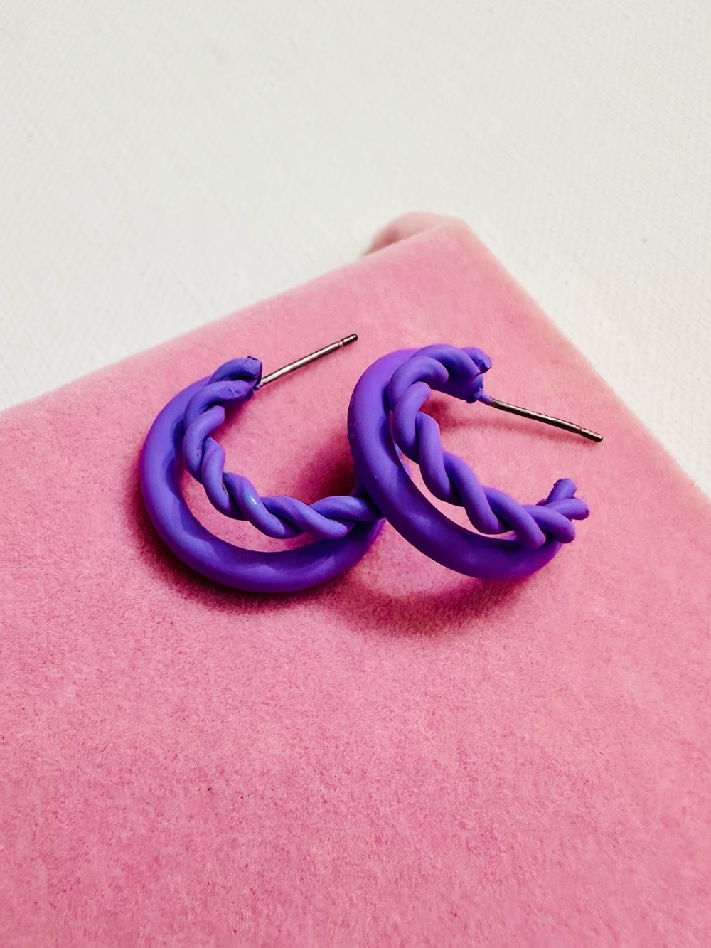 NWT Purple Twisted Hoop Earrings
